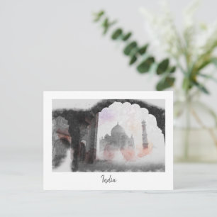 Vintage voyage de carte postale Taj Mahal