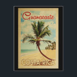 Vintage voyage de Palm Tree de la carte postale Gu<br><div class="desc">Un imprimé d'art moderne Guanacaste Costa Rica du milieu du siècle rétro unique dans un style d'affiche de voyage vintage. Il dispose d'un palmier incurvé sur une plage de sable avec l'océan sous un ciel bleu nuageux.</div>