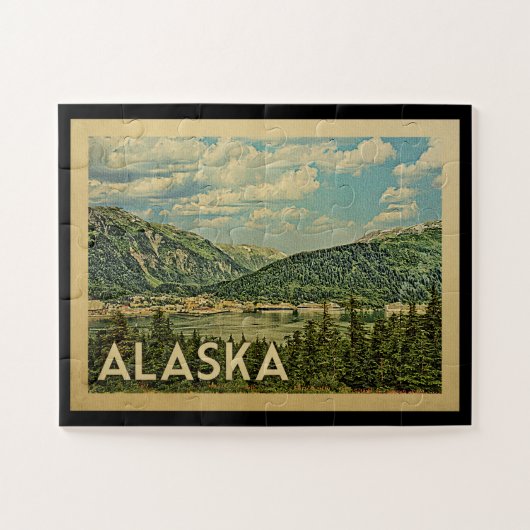 Vintage voyage de puzzle de l'Alaska (Horizontal)