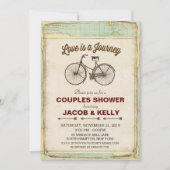 Vintage Voyage Vélo Couples Douche Invitation (Devant)
