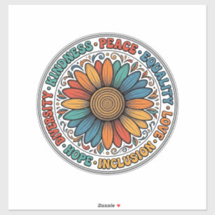 Vintage Vriendelijkheid Vrede Gelijkheid Bloem Shi Sticker