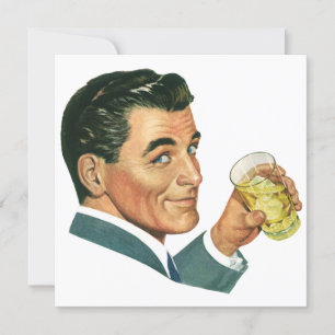 Vintage vrijgezel op een cocktailparty kaart