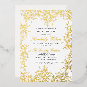 Vintage Vrijgezellenfeest van het Floral Wedding Folie Uitnodiging