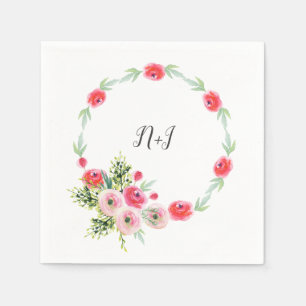 Vintage Vrijgezellenfeest Waterverf Wreath Floral Servetten