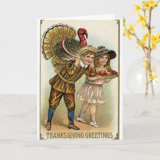 vintage vrolijke thanksgiving aquarel kaart