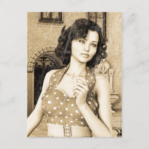 Vintage Vrouw Briefkaart