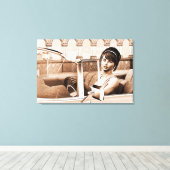 Vintage Vrouw Canvas Afdruk (Insitu (Houten vloer))