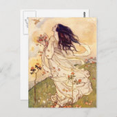 Vintage - Vrouw en vogel, Briefkaart (Voorkant / Achterkant)