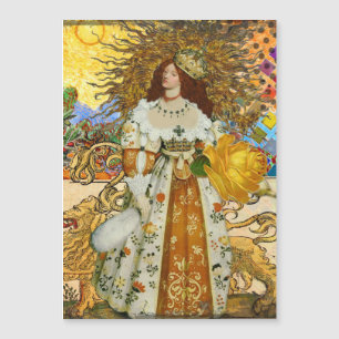 Vintage Vrouw Gouden Zon: Leeuw Zodiac Collage Kun
