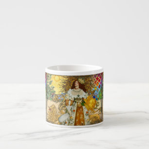 Vintage Vrouw Gouden Zon: Leeuw Zodiac Collage Kun Espresso Kop