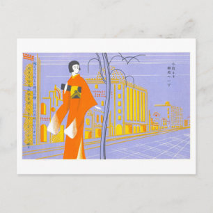 Vintage vrouw in Ginza, Japan Briefkaart