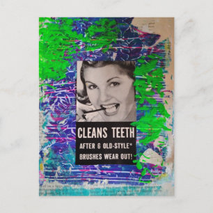 Vintage vrouw maakt tanden schoon Vintage adverten Briefkaart