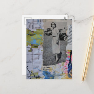 Vintage Vrouw Pleasantville Collage Briefkaart