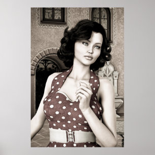 Vintage Vrouw Poster
