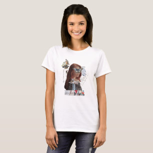 Vintage Vrouw Tijger Vogel Surrealistische Collage T-shirt