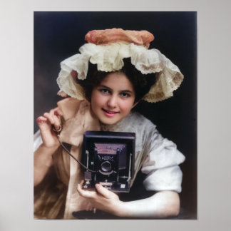 Vintage vrouwelijke fotograaf poster