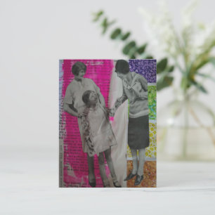 Vintage Vrouwen en een Meisje Mixed Media Collage Briefkaart