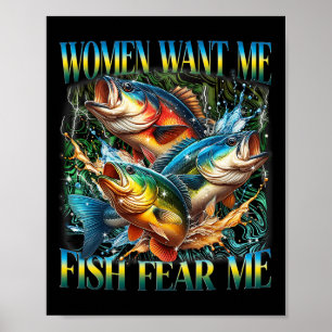 Vintage Vrouwen Willen Dat Ik Vis B Vrees Me Grapp Poster