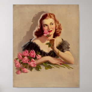 Vintage Vrouwenportret Kunstposter Poster