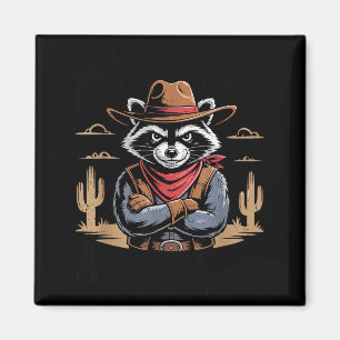 Vintage vuige wilde wasbeer cowboy grappig afval magneet