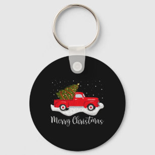 Vintage Wagon Christmas Tree on Car Xmas red Truc Sleutelhanger