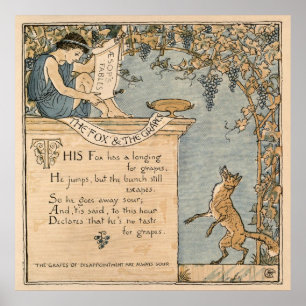 Vintage Walter Crane: De vossen en de druiven Poster