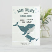 Vintage walvis met baby douche uitnodiging (Staand voorkant)