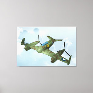 Vintage Warbird-vlucht Militaire Luchtvaartkunst Canvas Afdruk