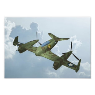Vintage Warbird Vlucht Militaire Vliegkunst Foto Afdruk