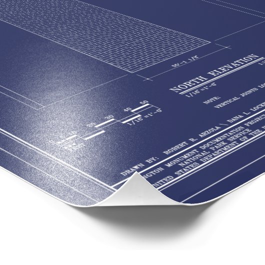 Vintage Washington Monument Blueprints Poster (Hoek)