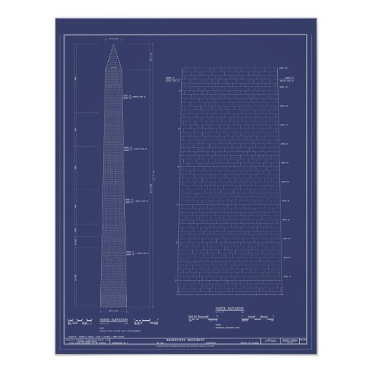 Vintage Washington Monument Blueprints Poster (Voorkant)