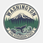 Vintage Washington State embleem Ronde Sticker (Voorkant)