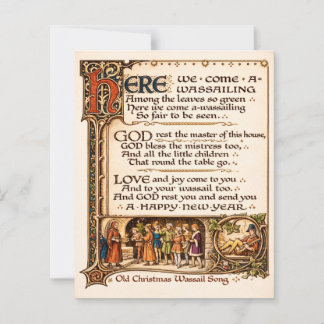 Vintage Wassail Song Illuminated Manuscript Art