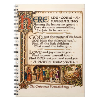 Vintage Wassail Song Illuminated Manuscript Art Notitieboek