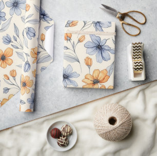 Vintage Watercolor Bloemen Inpakpapier