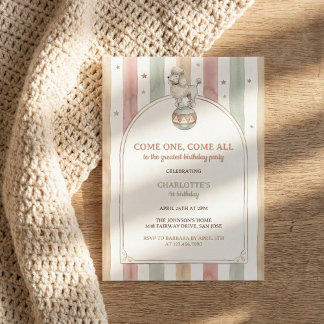 Vintage Watercolor Circus Poodle Carnival Birthday Kaart