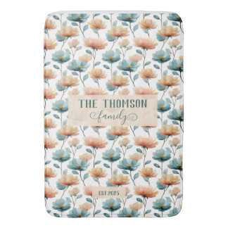 Vintage Watercolor Floral Family Heritage Badmat