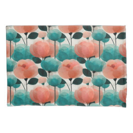 Vintage Watercolor Pink and Green Floral Kussensloop