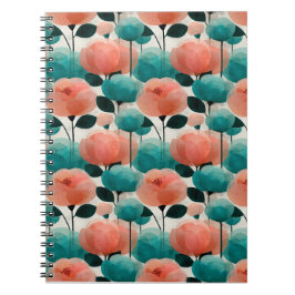 Vintage Watercolor Pink and Green Floral Notitieboek