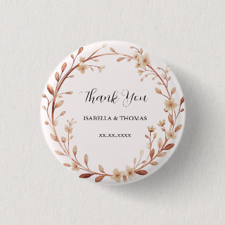 Vintage watercolor rose gold Daisy Floral Botanica Ronde Button 3,2 Cm