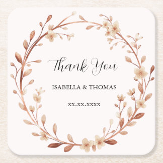 Vintage watercolor rose gold Daisy Floral Botanica Vierkante Kartonnen Onderzetter