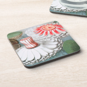 Vintage Waterlelie Bloemen, Waterlelies in een Vij Bier Onderzetter