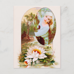 Vintage waterleliebloem frame voor elke foto briefkaart
