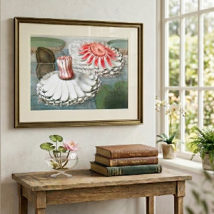 Vintage waterlelies bloemen in een vijver poster