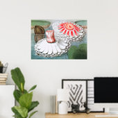 Vintage waterlelies bloemen in een vijver poster (Thuiskantoor)