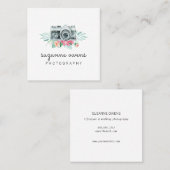 Vintage Waterverf Camera Square Visitekaartje (Voorkant / Achterkant)