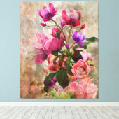 Vintage Waterverf Floral Canvas (Insitu (Houten vloer))