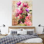 Vintage Waterverf Floral Canvas (Insitu (Slaapkamer))