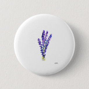 Vintage waterverf lavender kruiden tuinbloem ronde button 5,7 cm