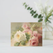 Vintage Waterverf Victoriaans Roos Briefkaart (Staand voorkant)
